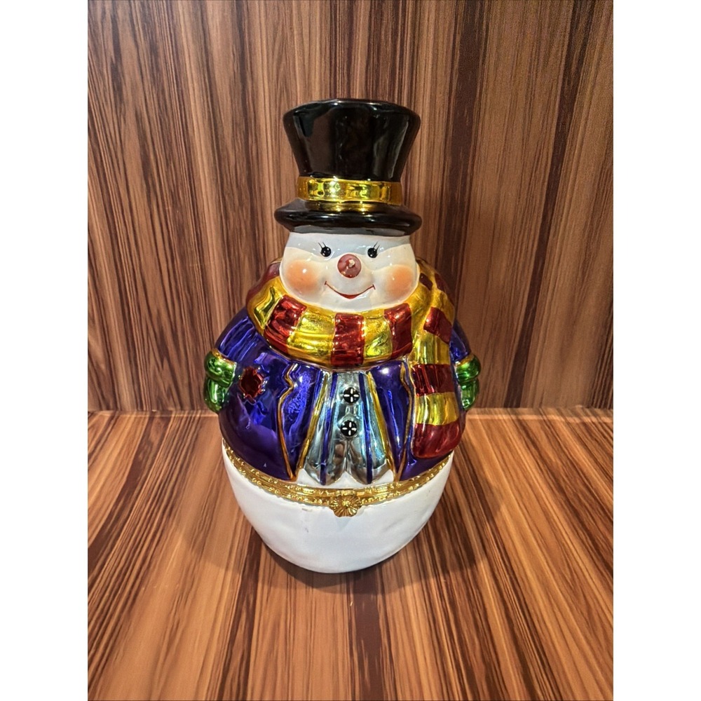 Christopher Radko Snowman Hinged Trinket Box 2006 Stash Jewelery Gift Box